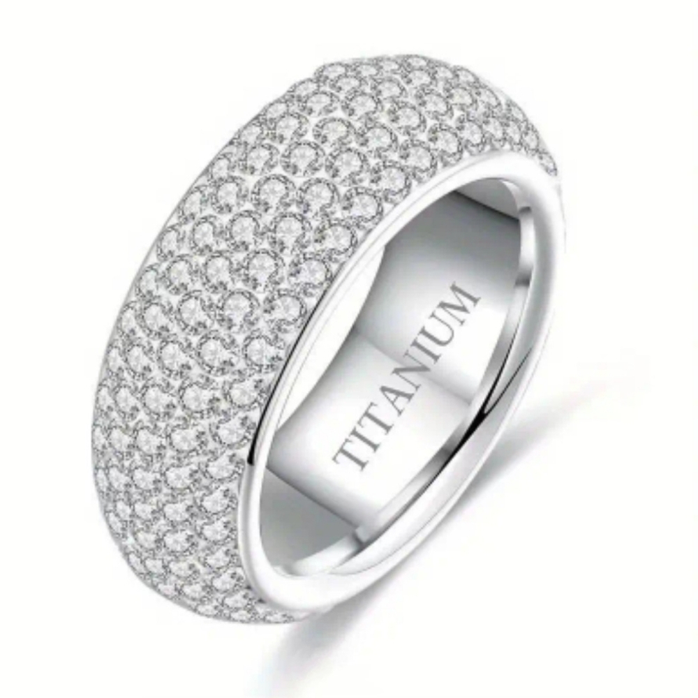 🌸2 For $15🌸 Titanium Steel Crystal Inlaid Band - Ring Size 7